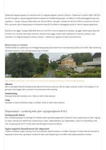 Fotografi av eiendom med rød markering som viser planlagt plassering av tiltaket (frittliggende garasje).