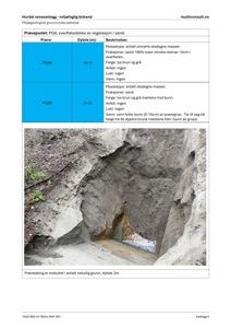 Fotografi av et prøvegrøp (PG8) med beskrivelse av massene og vanninnholdet.