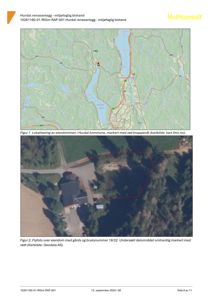 Bildet viser en kartside med en situasjonskart øverst og et flyfoto under. Begge illustrerer eiendommen og dens lokalisering.