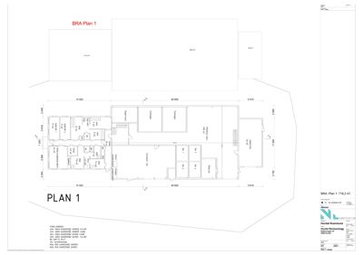 Etasjeplan (PLAN 1) som viser romfordeling, dimensjoner og funksjoner for BRA Plan 1.