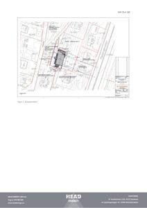 Situasjonskart som viser bygningens plassering i forhold til nabolag, vegger og eiendomsgrenser.