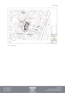 Situasjonskart som viser bygningens plassering i forhold til nabotomter, vegger og høydeforhold.