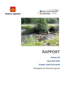 Fotografi av en bro eller rørledning over en elv, som er inkludert i en rapport fra Statens vegvesen.