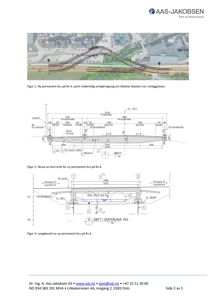 Tegninger som viser detaljerte snitt og lengdesnitt av et nytt permanent bru på Rv.4, inkludert dimensjoner og konstruksjonsdetaljer.