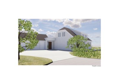 3D-visualisering (perspektiv) av en planlagt bygning sett fra nordvest.