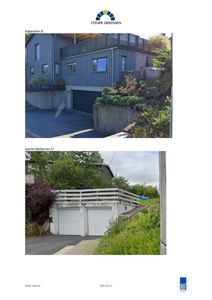 To fotografier av eksisterende bygninger med adressebeskrivelser.