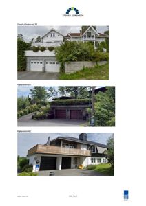 Fotografier av tre ulike boliger (Gamlle Blelkervei 33, Kjøplaveien 69, Kjøplaveien 48) med adressebeskrivelser over hver bilde.