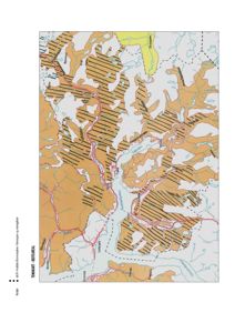 Et kart som viser et geografisk område med navn på steder, vannveier og topografi.