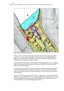 Et utsnitt fra kommunedelplanen for Norddal som viser et kart over et område langs kysten med topografiske linjer og fargekodet arealbruk.