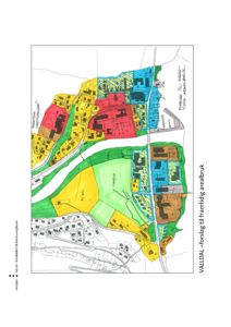 Situasjonsplan (arealplan) som viser en fargekodet fordeling av arealbruksplaner for Valdals kommunen.