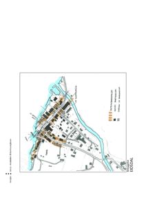 Situasjonsplan for Eidsdal som viser bygningers plassering, vegnett og vannløp.