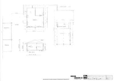 Teknisk detaljtegning som viser konstruksjonsdetaljer for tak, vinduer og vegger med mål og notasjoner.