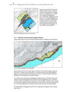 Bildet viser to utsnitt fra planer (reguleringsplan og kommunedelplan) som illustrerer arealbruk, topografi og byggegrenser langs kysten.