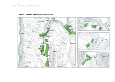 Et topografisk kart over et område i Eidsdal, Norddal og Tafjord, som viser terrengform, vannløp og plassering av gårder eller eiendommer.