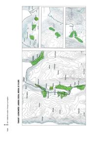Situasjonsplan (temakart) som viser topografi, vannløp og arealbruk i et område.
