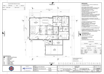 Etasjeplan (Plan 01) som viser romfordeling, arealer og funksjoner for et hus.
