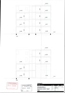 Snittegning (A-A og B-B) som viser bygningens tverrsnitt, høyder og konstruksjonsdetaljer.