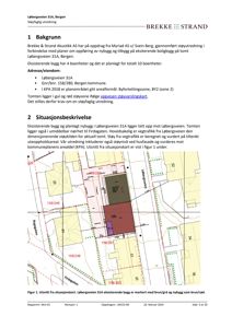 Situasjonsplan som viser tomtens beliggenhet i forhold til nabotomter, vegnett og arealformål.