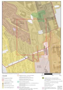 Situasjonsplan som viser byggeområde, analyseområde, anbefalingsområder, byformzoner (BY2, S4, Y1) og pågående planer i Kronvikdalen.