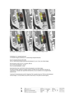 Fotografi av tomt med bygningsplassering og sol/skygge-vurdering ved ulike tidspunkt