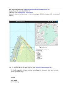 Kartvisning av et kartvedlegg i en e-post, som viser et kart over et område (Krossanes) med overlagte data om grunnvann og geologi.