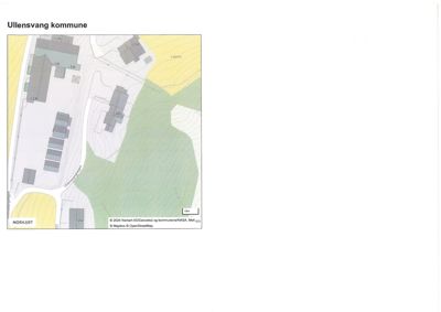 Et kart over Ullensvang kommune som viser bygninger, veier og terrengform.