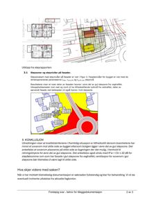 Et utklipp fra en støyrapport som viser et støysoneskart med fargekodet informasjon om støynivåer (Lden, Lnight) og en rundkjøring.