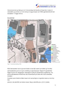 Et kart over grunnforholdene (løsmasseinndeling) for et industrifelt, med overlappende bygninger og en nøkkel til løsmasstyper.