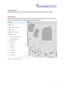 Et kartutsnitt (NVE-farekart) som viser flom- og skredfare for eiendommen, inkludert en liste over valgte faretyper.