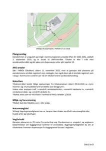 Utklipp situasjonsplan som viser eiendomsgrunnlinjer, avstander til vei og nabolag.