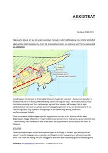 Et dokument fra Arkistray som viser en situasjonsplan (kart) over eiendommen Østegårdsveien 176, med markerte tiltak og eksisterende bebyggelse.