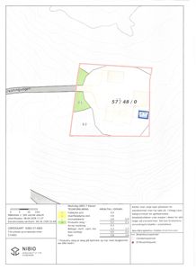 Gårdsplan (Morkskog) med arealdata, eiendomsgrenser og bakgrunnskart.