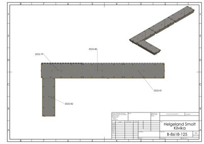 Etasjeplan (topplan) som viser romfordeling og plassering av elementer (merket 2025-79, 2025-80 osv.) i en bygning.
