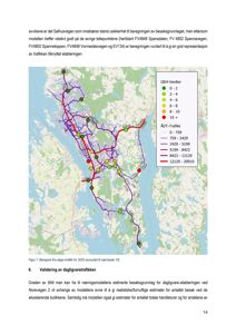 Kart som viser beregnet års-daglig-trafikk (ÅDT) for 2025 i et byområde, med fargekodet trafikkintensitet og veinavn.