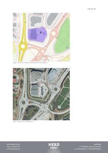 Bildet viser en situasjonsplan (Figur 1) og et flyfoto (Figur 2) av eiendommen på Norevegen 2, inkludert veier, rundkjøringer og nabolag.