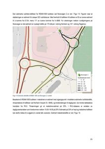Kart som viser estimert biltrafikk (rush- og maksimistrafikk) til en REMA1000-butikk ved Norevegen 2, med angitte trafikkverdier på veier og rundkjøringer.
