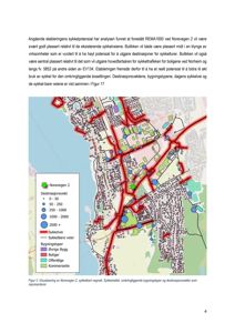 Kart som viser sykkelnettverk, bygningsplasseringer og destinasjonsvekter for Norevegen 2.