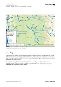 Et kart som viser markfuktighet og vannveier i et område (Buhilder).