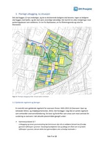 Situasjonsplan som viser planlagt utbygging med nye eneboliger, parkeringsplasser og eksisterende boliger.