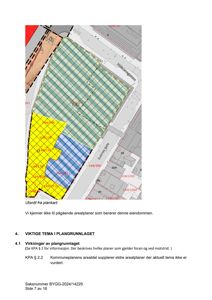 Utsnitt fra plankart som viser eiendomsgrenser, arealbruksinndeling (fargekodet) og gatelagring (Håkongsgaten, Sverres gate).