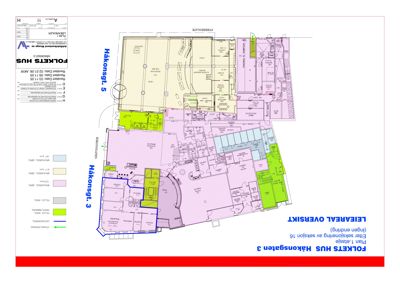 Etasjeplan (leieareal oversikt) for FOLKETS HUS på Håkonsgaten 3, som viser romfordeling og arealbruk.