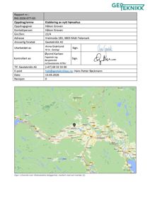 Kart over et geografisk område (Telemark) med en markør som viser beliggenheten til et tiltakssted.