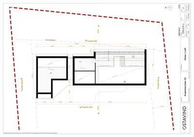 Etasjeplan (Hems / Loft) med romfordeling, dimensjoner og fasaderis.