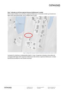 Et utklipp fra et kart (NVes temakart Kvikkleire) som viser eiendomslokasjon, nabolag og aktsomhetsområder.