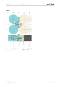 En brann teknisk plan (Plan 2) som viser romfordeling og overleverområder for bygget Salmon Evolution Norway AS.