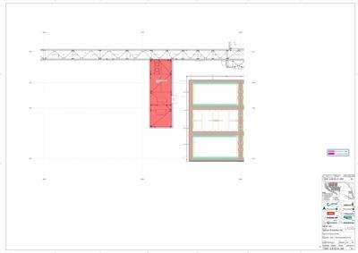 Etasjeplan som viser romfordeling, vegger og innredning for en bygning.
