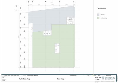 Etasjeplan (Plan 0) som viser romfordeling, arealer og bygningsplassering med dimensjoner.