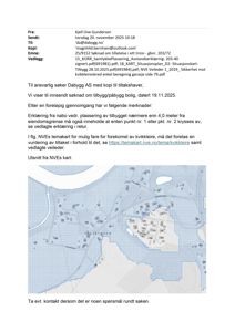Et utsnitt fra NVEs kart som viser et område med bygningsplasseringer og et blått mønster som indikerer kvikkleirefare.