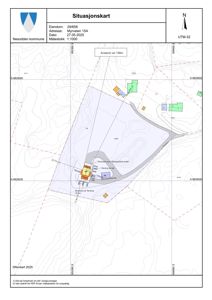 Situasjonskart som viser eiendommen Myrveien 15A, eiendomsnummer 29/658, med omgivende terreng, naboeiendommer og infrastruktur.