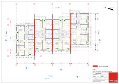 Etasjeplan for 2. etasje som viser romfordeling, størrelser og orientering.